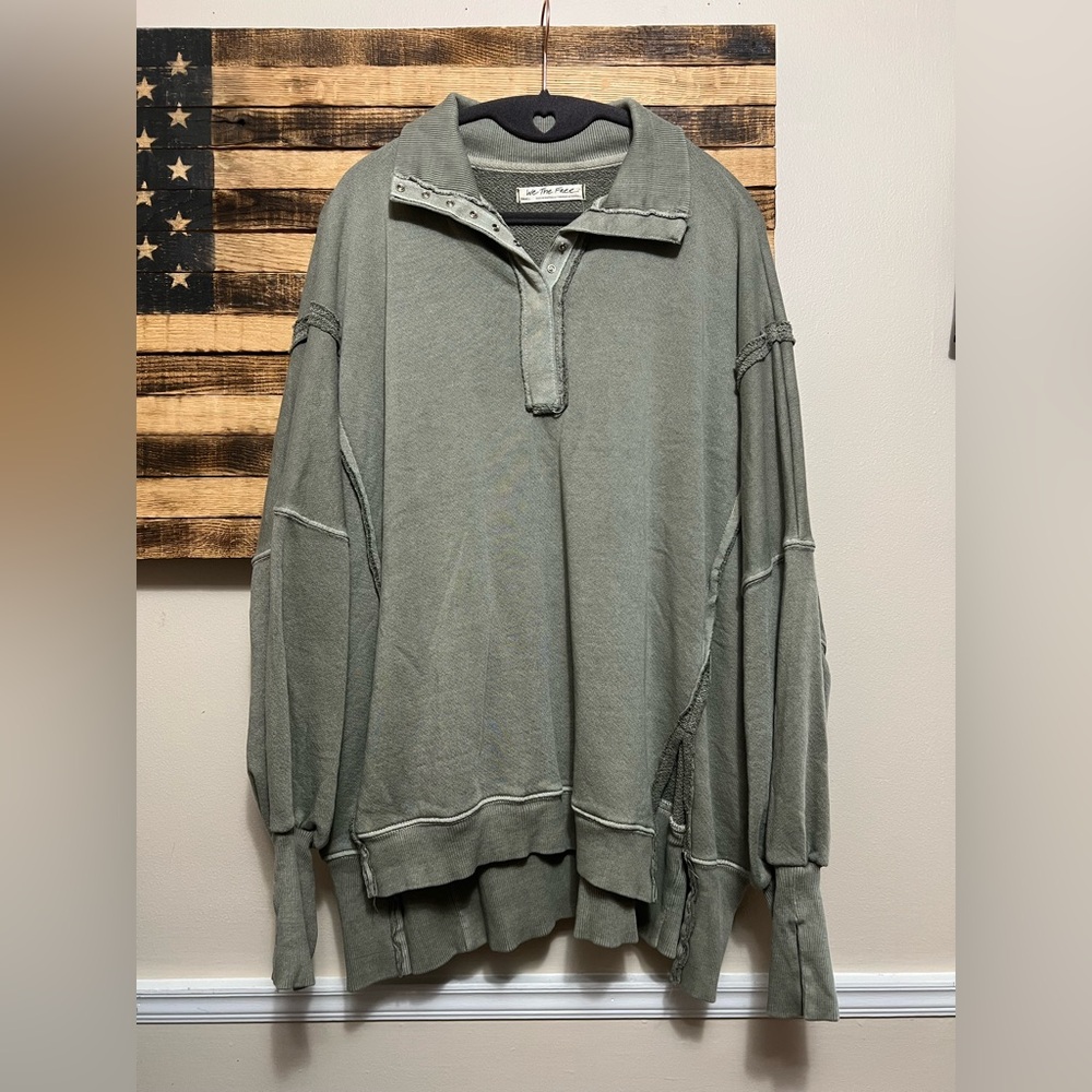 Free People Olive Green Sweatshirt - Picture 2 of 6